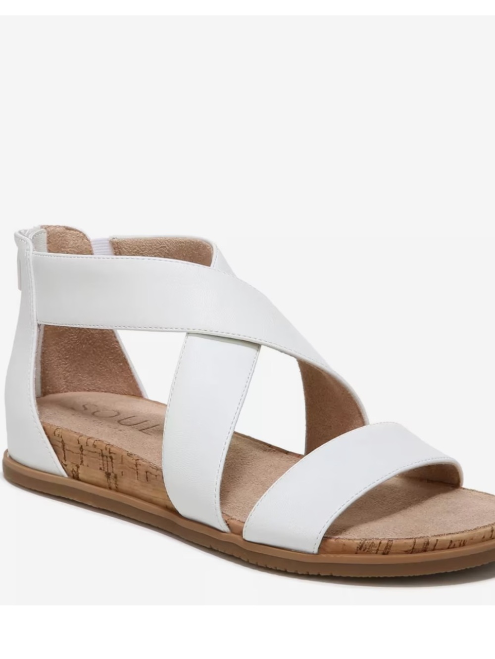 SOUL Naturalizer Women Cindi Cork Wedge Cross Strap Sandals Size US 8 White